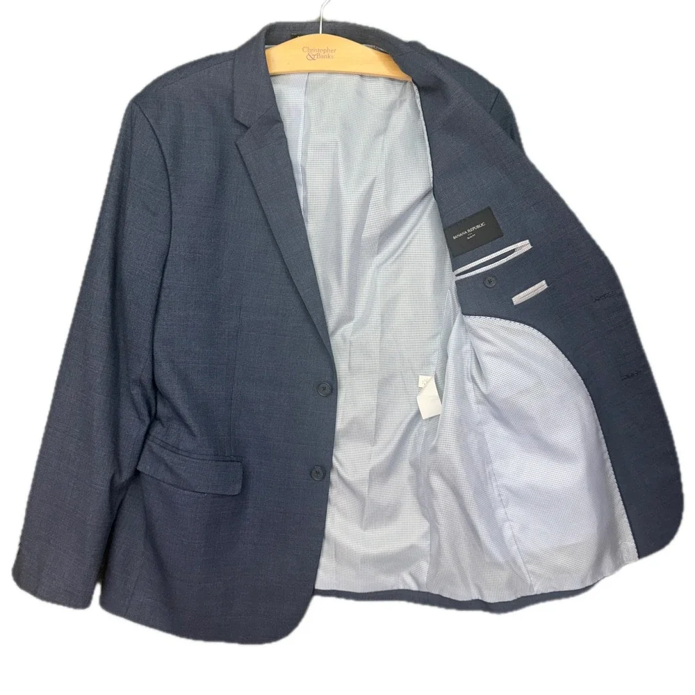 Banana Republic Blazer Mens 44‎ Regular Navy Plaid Slim Fit Sport Coat 792974-00